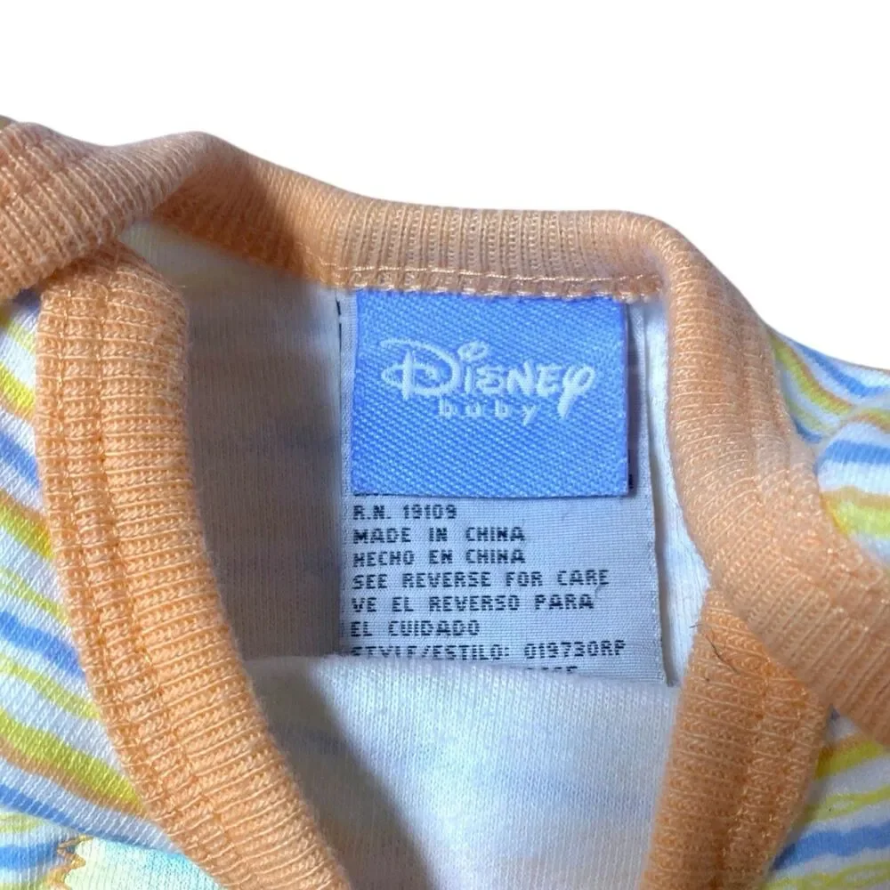Vintage Disney Baby Winnie The Pooh Sleeveless Y2K Striped Bodysuit 0-3M Sleeper